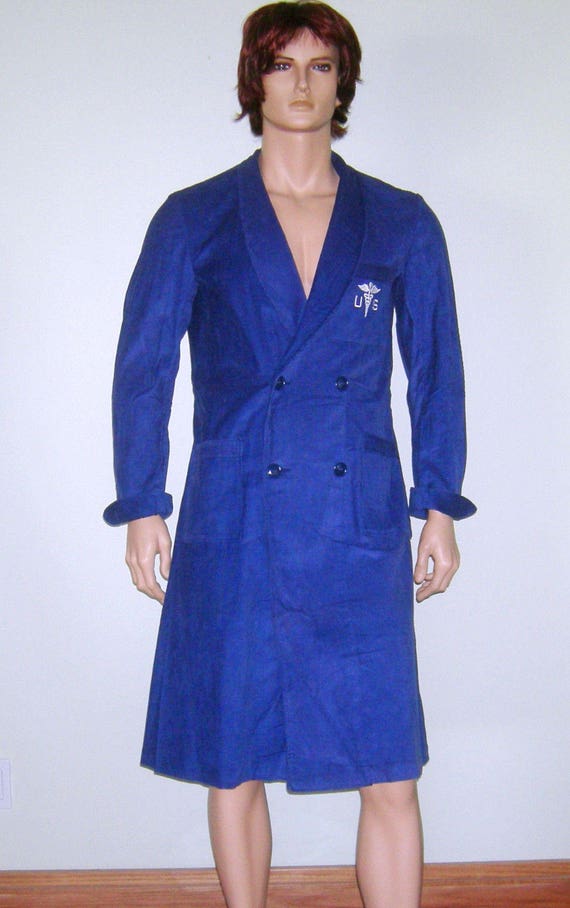 Vintage 1940s WWII Medic Robe Blue 40s Military WW
