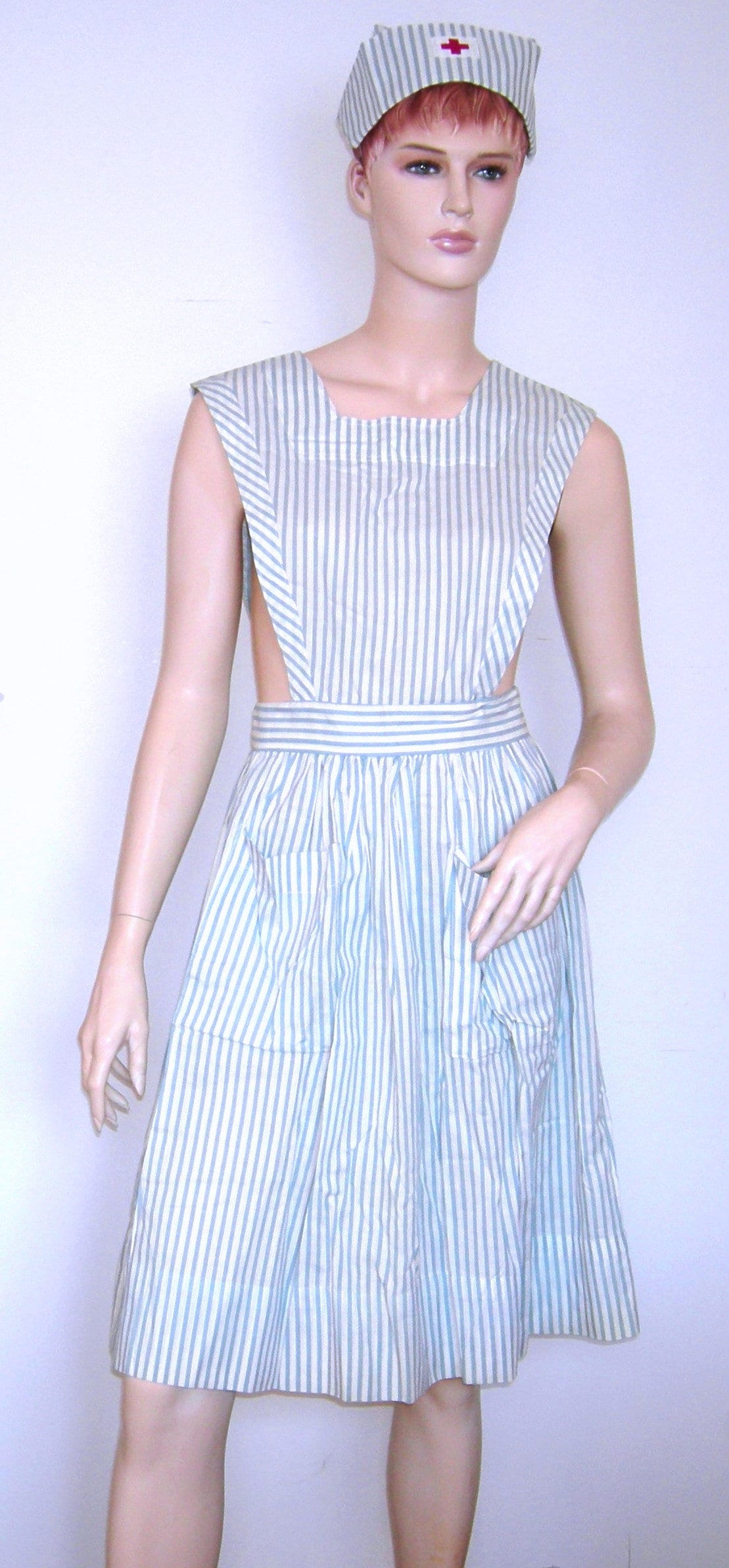 40s WWII Vintage RED CROSS Uniform Candy Striper Volunteer Nurse