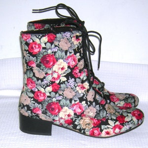 Vintage 1960s Haight-Ashbury Boots/ Mod Go-Go Boots/ Granny/ Steampunk/ Victorian Hippie Chic/ Groovy FLORAL Ankle Boots/ BUMPER Boots 8.5 image 7