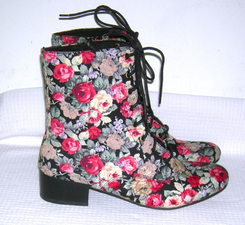 Vintage 1960s Haight-Ashbury Boots/ Mod Go-Go Boots/ Granny/ Steampunk/ Victorian Hippie Chic/ Groovy FLORAL Ankle Boots/ BUMPER Boots 8.5 image 7