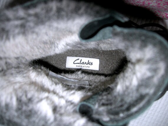 Vintage Clarks Boots/ Black Leather/ Faux Fur Lin… - image 7