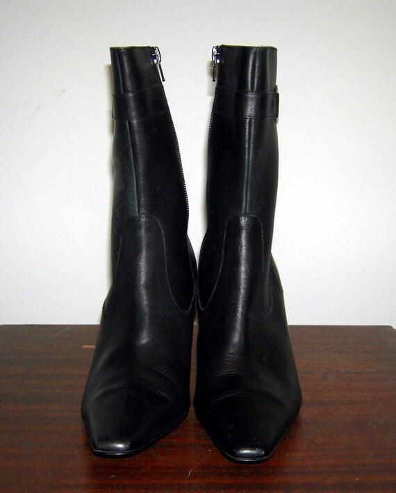 Vintage ALFANI Boots/ Italian/ Black Leather/ Mod… - image 2