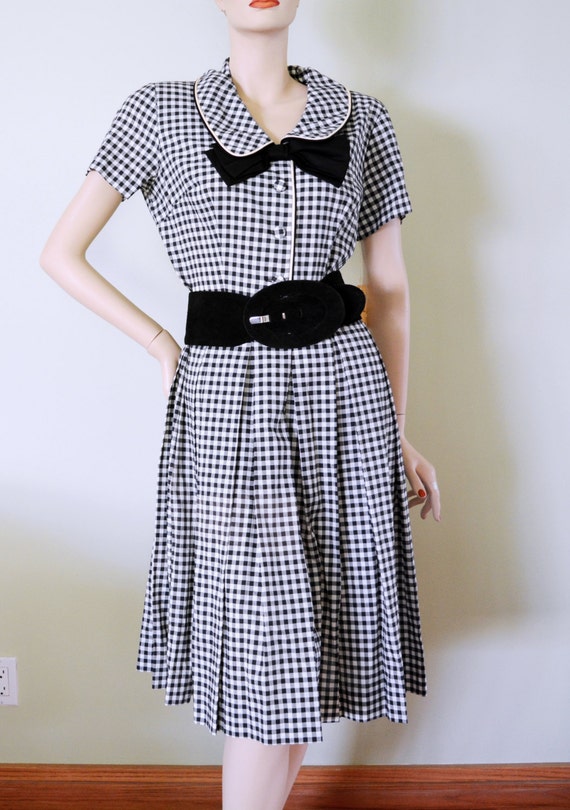 Vintage 50s Gingham Checked Rockabilly VLV Pin up… - image 2