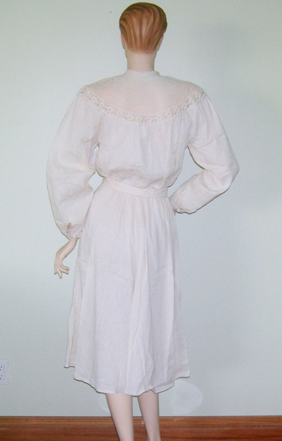 Vintage 1960s 1970s Gauze Crochet Peasant Dress G… - image 2