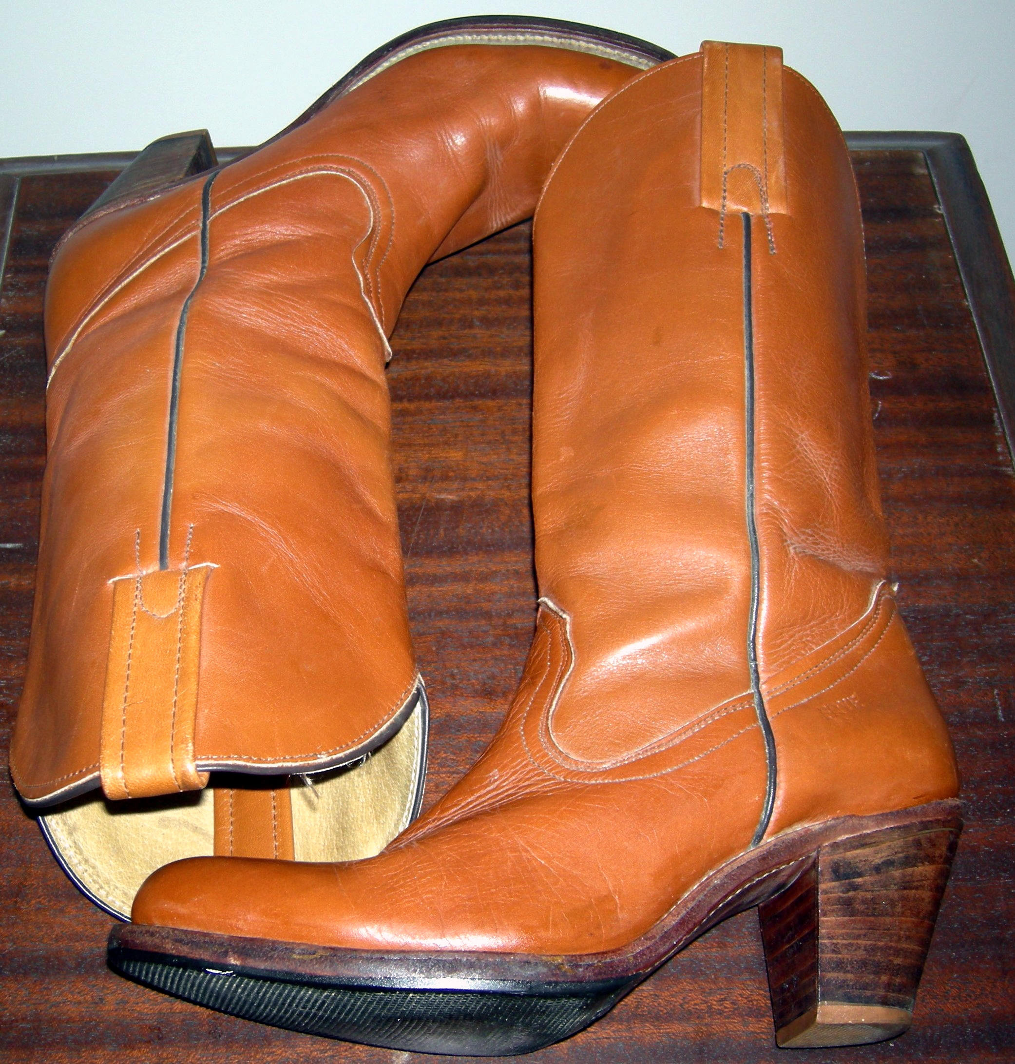 Vintage 70s 80s FRYE Rare Brown Leather Stacked Heel Cowboy | Etsy