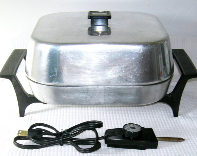 Vintage 50s 60s Sunbeam Electric Skillet Aluminum Frying Pan W/ Cord