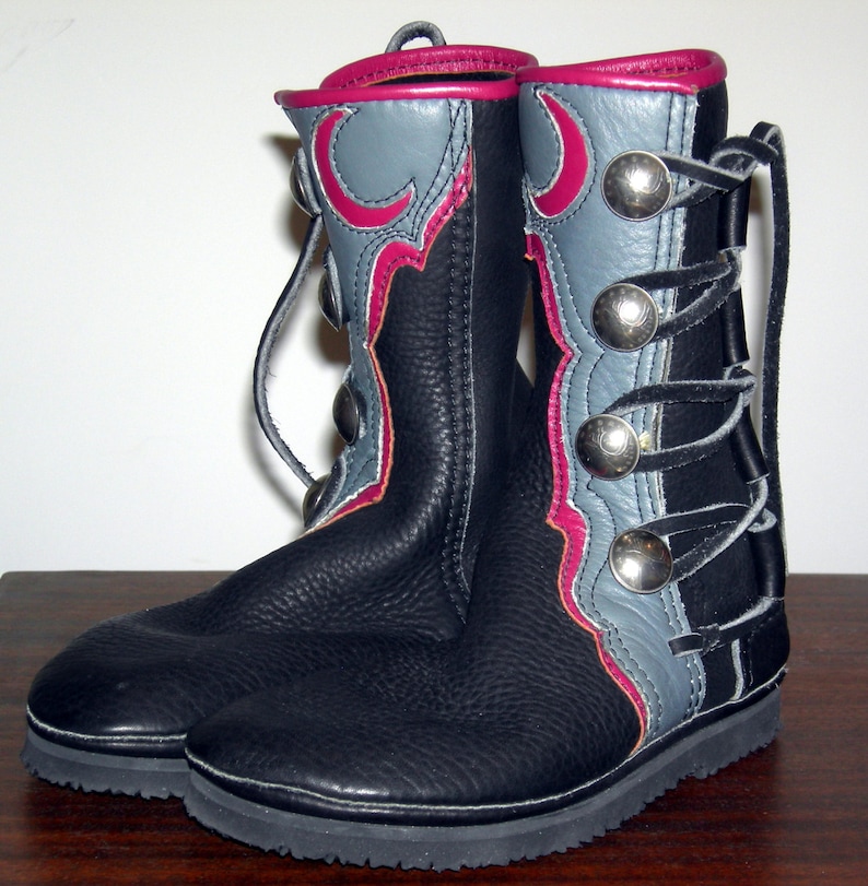 FOOTLOOSE Buffalo Skin Moccasin Boots Leather Canada Elk Coin Etsy