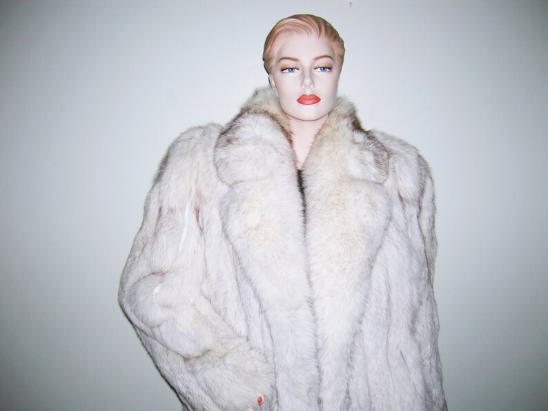 Vintage Evan's Fox Fur Coat NORWEGIAN Blue Fox Jacket Real Genuine Arctic White Fur Evans Fur Salon Robinsons Women's Gorgeous Rare image 7