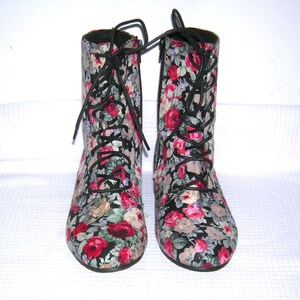 Vintage 1960s Haight-Ashbury Boots/ Mod Go-Go Boots/ Granny/ Steampunk/ Victorian Hippie Chic/ Groovy FLORAL Ankle Boots/ BUMPER Boots 8.5 image 4