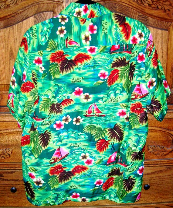 Vintage 1950s Hawaiian Shirt/ Camp Shirt/ Islands Fashions/ Rayon