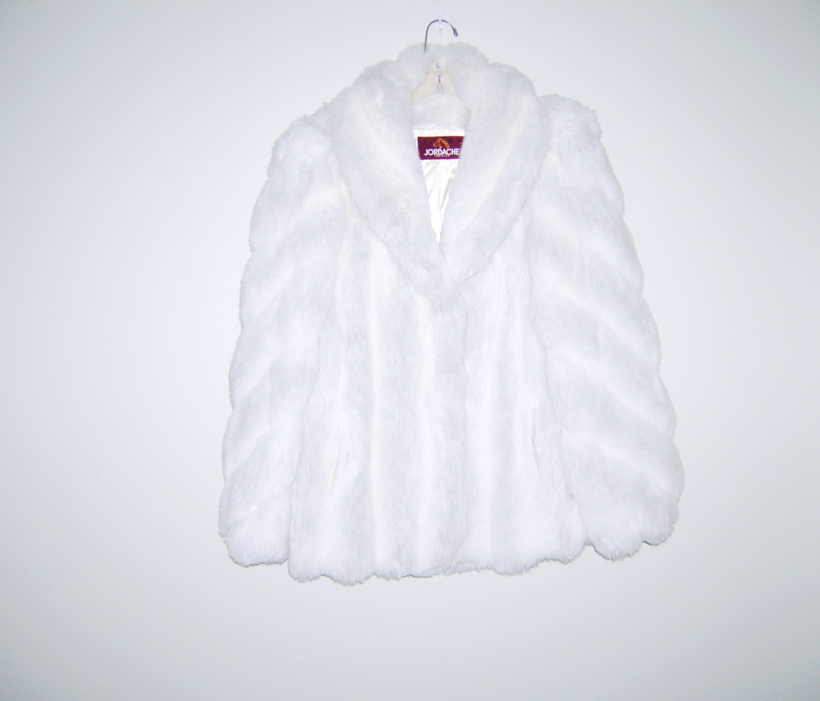 Vintage 1980s Jordache Coat White Arctic Silver Faux Fox Coat Rare