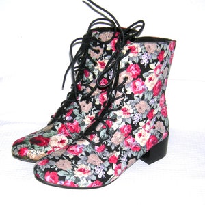 Vintage 1960s Haight-Ashbury Boots/ Mod Go-Go Boots/ Granny/ Steampunk/ Victorian Hippie Chic/ Groovy FLORAL Ankle Boots/ BUMPER Boots 8.5 image 2