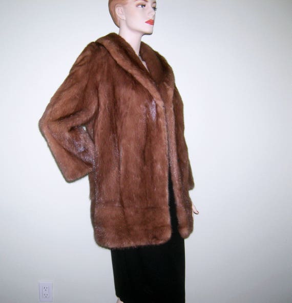 Vintage Luxurious Mink Coat/ Wide Shawl Collar/ S… - image 3