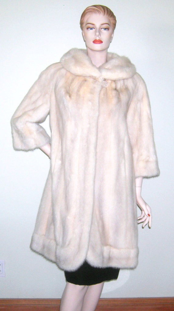 Vintage Luxurious CERULEAN Mink Coat/ Wide Shawl … - image 1