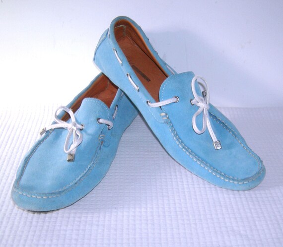 light blue suede shoes