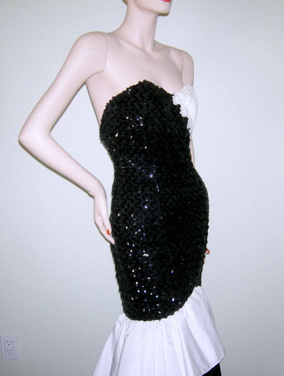 Vintage 1950s Couture Dress/ Sequined/ MERMAID Dr… - image 10