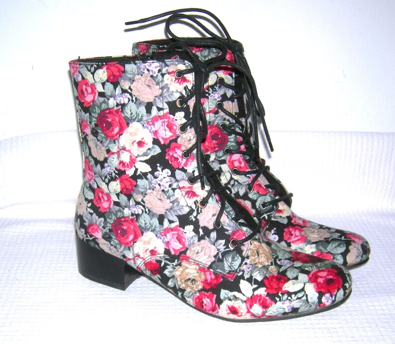 Vintage 1960s Haight-Ashbury Boots/ Mod Go-Go Boots/ Granny/ Steampunk/ Victorian Hippie Chic/ Groovy FLORAL Ankle Boots/ BUMPER Boots 8.5 image 3