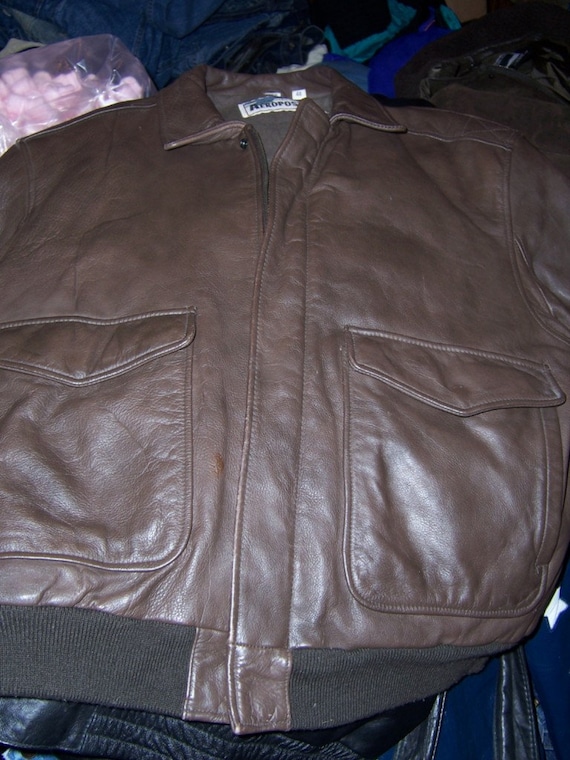 Vintage WWII A-2 BOMBER Jacket Leather Aeropostale Aviator 