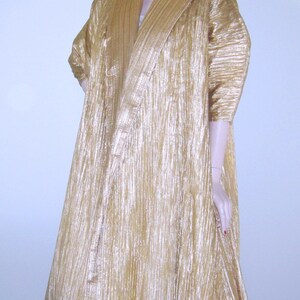 Vintage 50s Ceil Chapman Coat Haute Couture Gold Lurex Tree Bark Taffeta Trapeze Opera Coat Rare Grace Kelly image 2