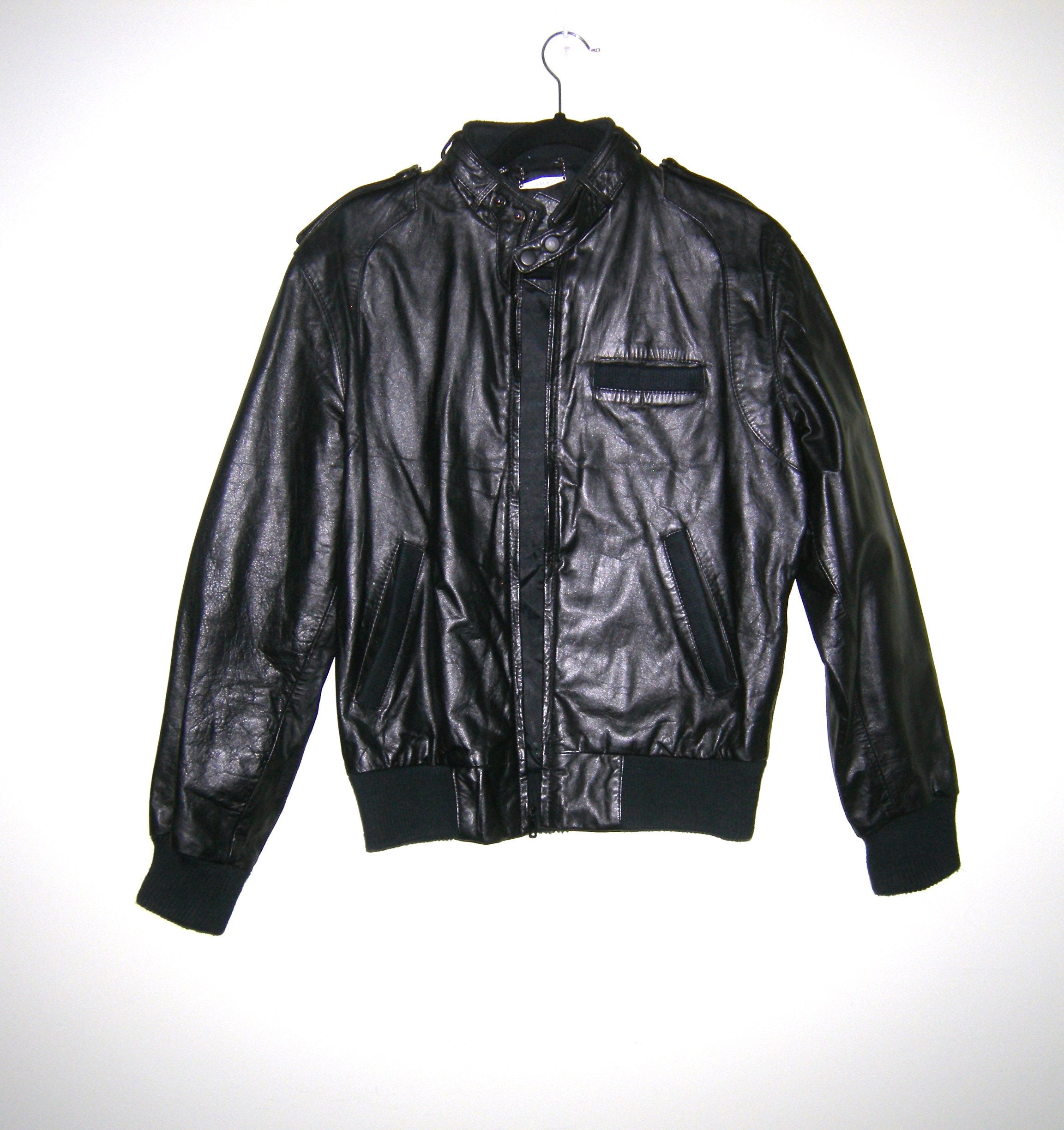Rare Vintage Members Only Black Leather Europe Craft Motorcycle