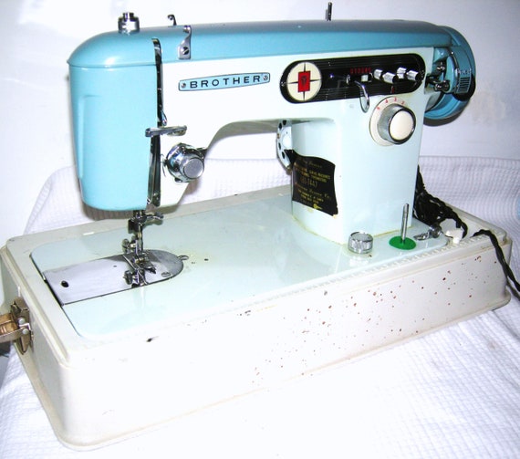 Brother 651 Vintage Japanese Sewing Machine/ Brother Z 651/ Turquoise/  Blue/ Brother Charger Sewing Machine/ Mid Century/ Heavy Duty/ Japan 