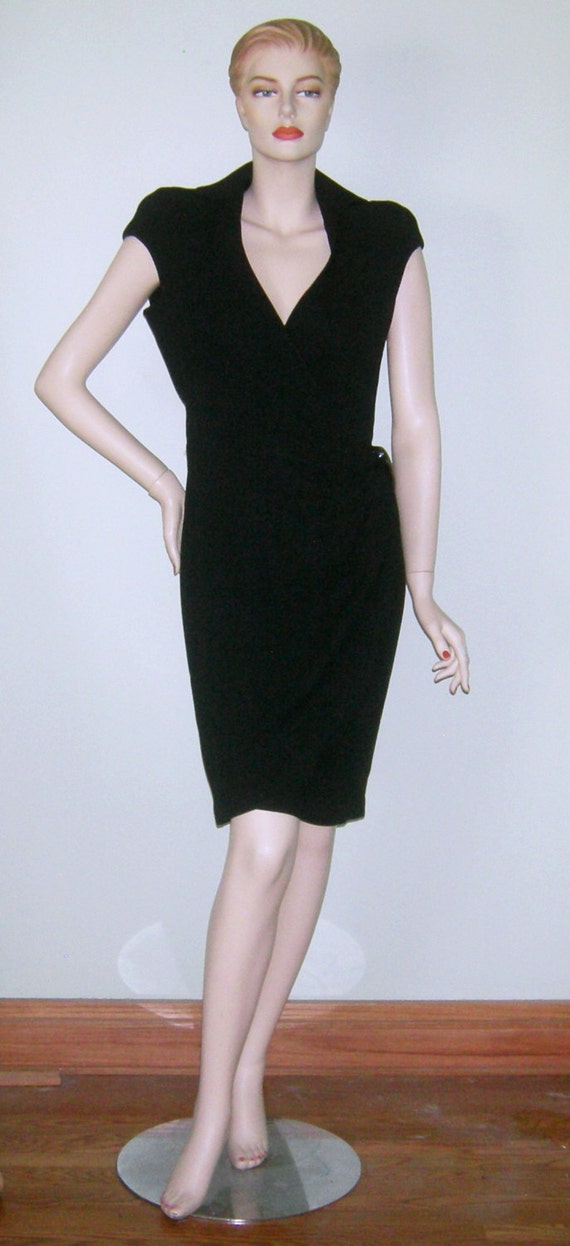 Vintage THIERRY MUGLER PARIS Wrap Dress Rare Black