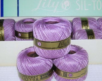 LILY Mills/ Sil Tone Cotton Crochet Yarns Art 112 Color Fast 10 Spools Balls Lavender Tatting Weave Knit Crochet Will Boil Deadstock New USA