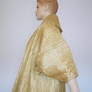 Vintage 50s Ceil Chapman Coat Haute Couture Gold Lurex Tree Bark Taffeta Trapeze Opera Coat Rare Grace Kelly image 9