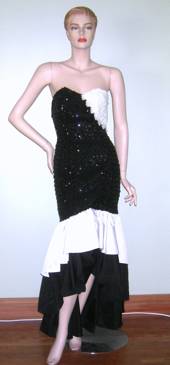 Vintage 1950s Couture Dress/ Sequined/ MERMAID Dr… - image 1