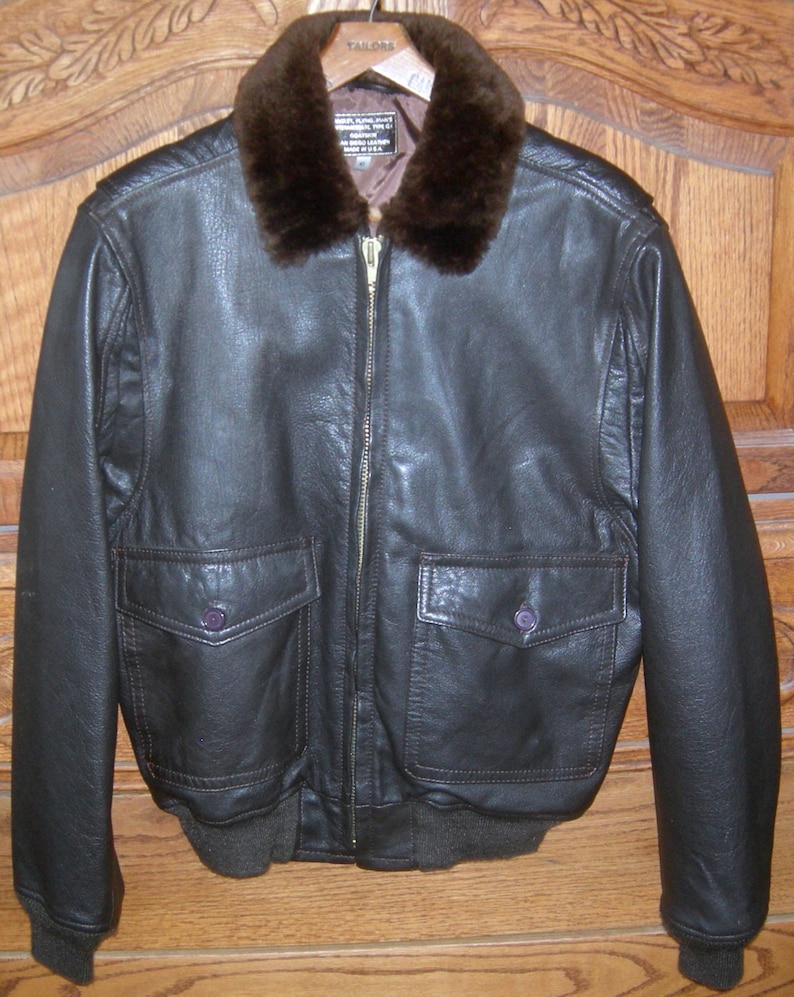Vintage G 1 U S N Navy Wwii Naval Flight Jacket Goatskin Leather Military Aviator Pilot Er Coat Men Size 42 Usa