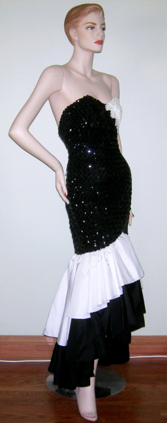 Vintage 1950s Couture Dress/ Sequined/ MERMAID Dr… - image 2