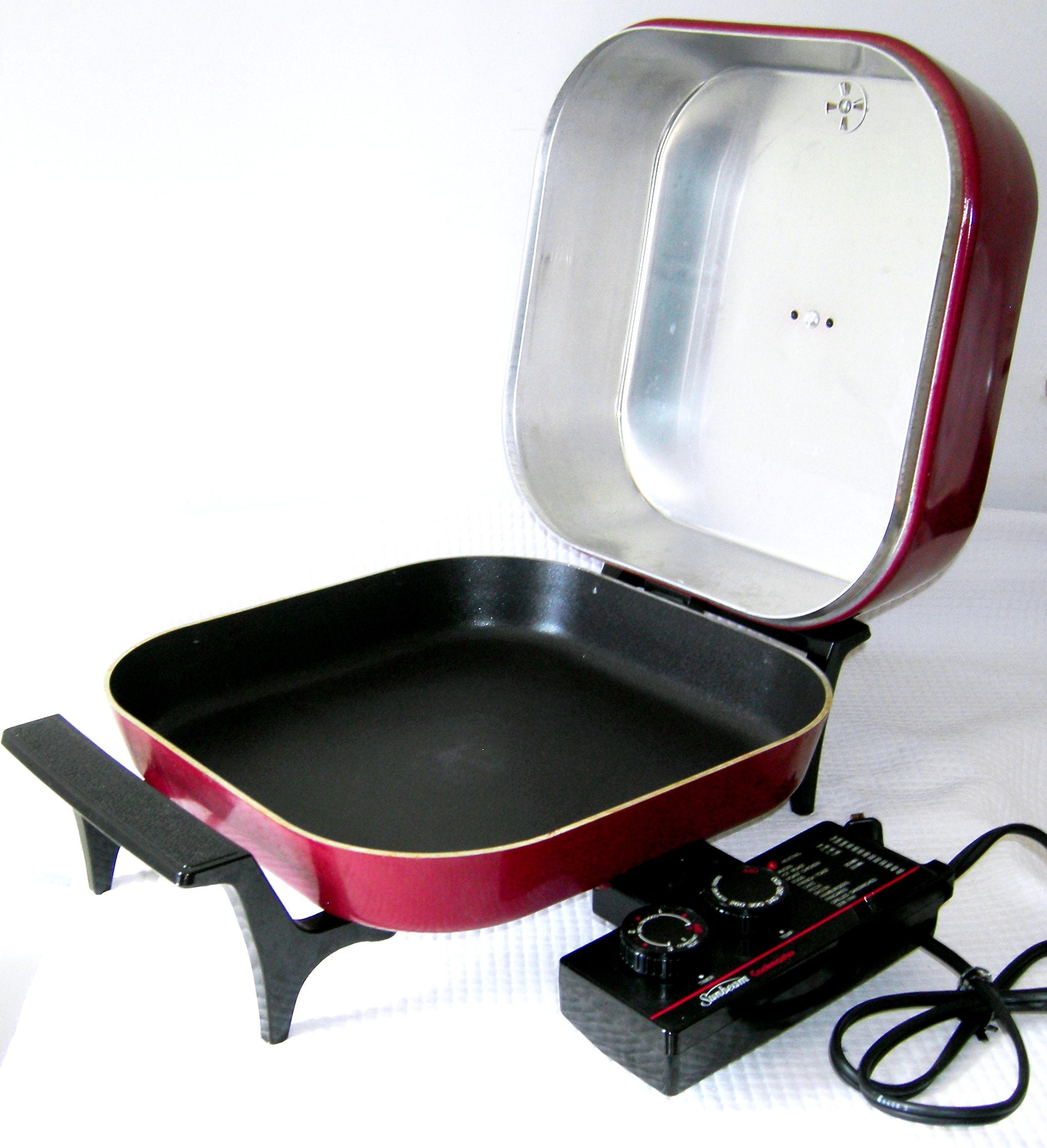 Sunbeam Electric Frying Pan Skillet High Dome Aluminum VTG Square Knob 425A  TEST