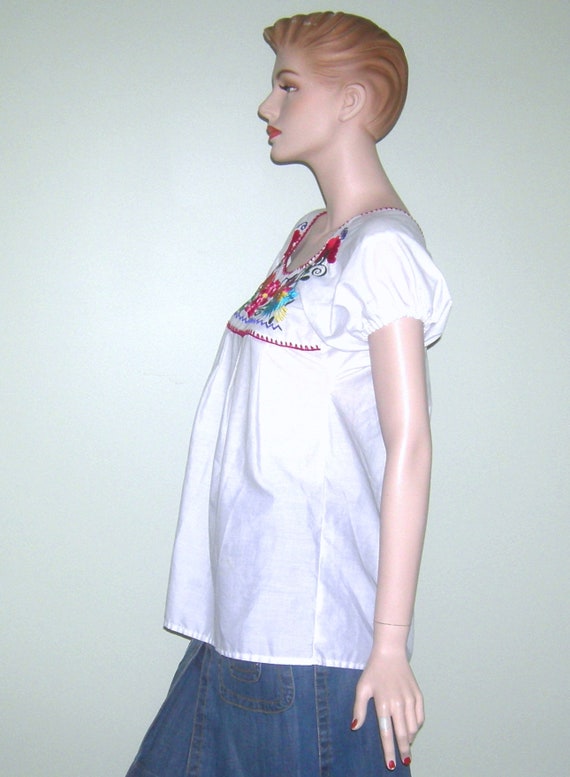 Vintage 1960s EMBROIDERED MEXICAN Peasant Blouse … - image 6