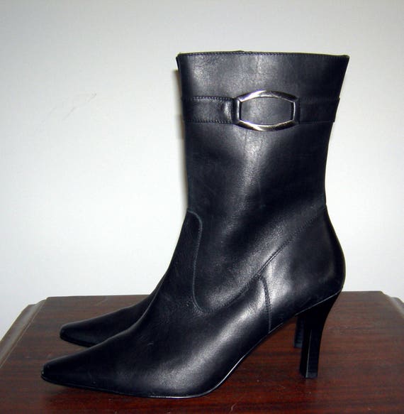 Vintage ALFANI Boots/ Italian/ Black Leather/ Mod… - image 4