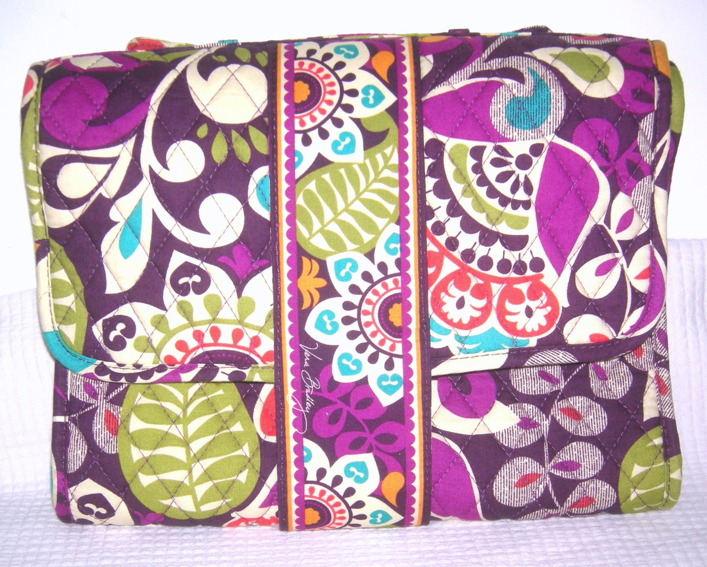Vera Bradley Baby Diaper Bag Purple Green Floral Print Large - Polostylist