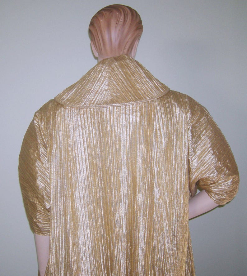 Vintage 50s Ceil Chapman Coat Haute Couture Gold Lurex Tree Bark Taffeta Trapeze Opera Coat Rare Grace Kelly image 8