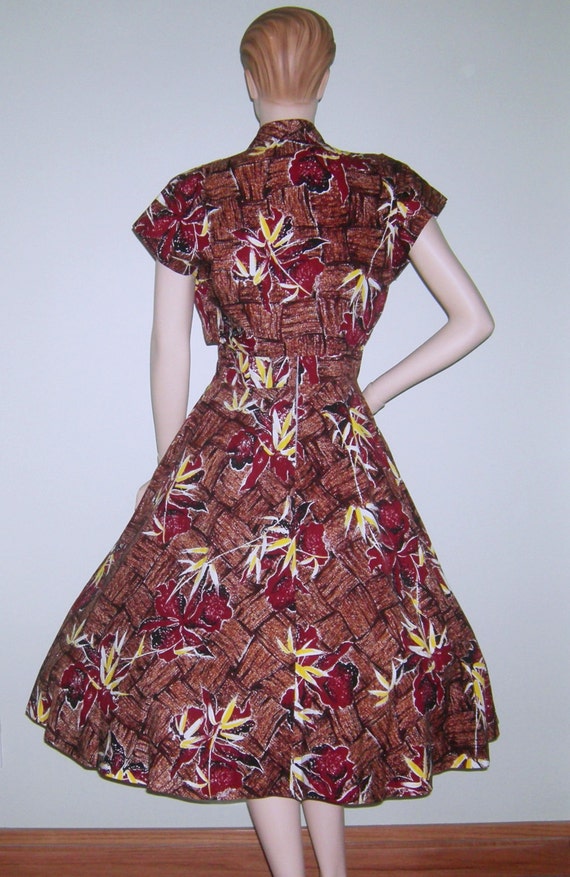 Vintage 50s Hawaiian Dress Bolero SURFRIDERS Bomb… - image 3