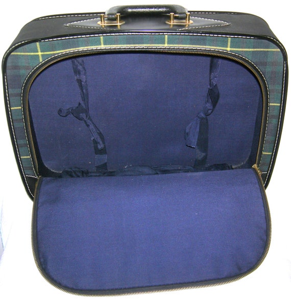 Vintage 1960s PLAID Suitcase Carry On Overnight B… - image 5