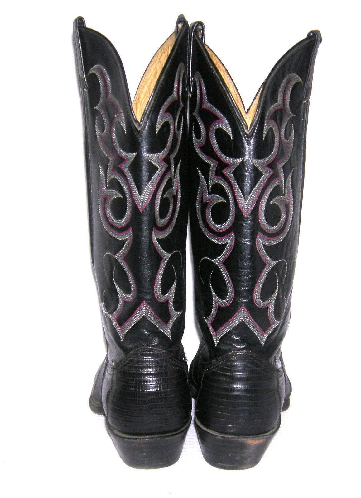 Vintage Nocona Exotic Lizard Black Leather Cowboy Boots Mens Size 8 Vintage NOCONA Boots/ Exotic/ Lizard Skin/ Nocona Leather  main image 4