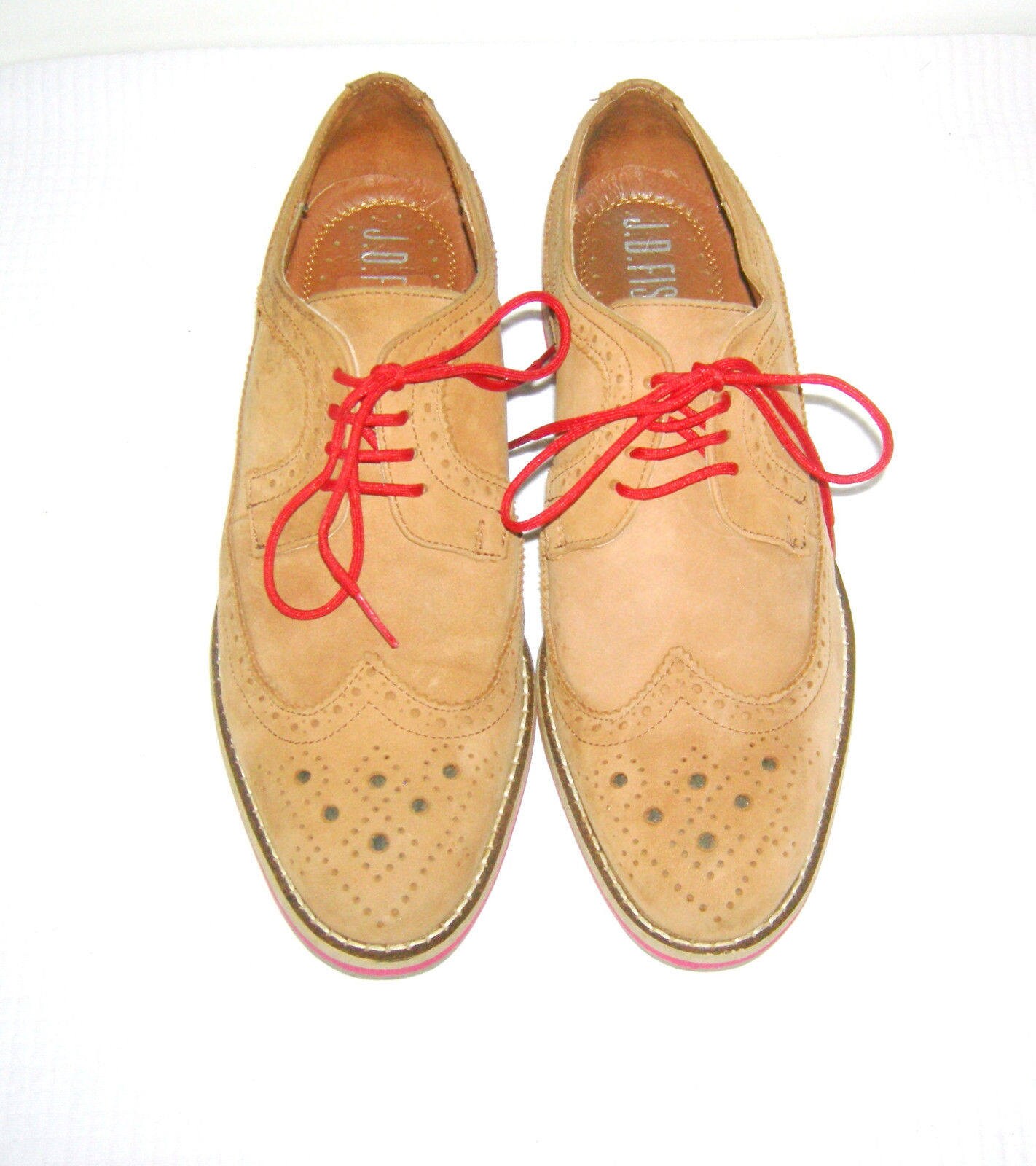 J.D. Fisk Men\'s 8.5 Tan Suede Red Sole Buck Oxford Shoes Casual‎ Contrast Stitch JD FISK Canvas Shoes VOLKAN CAMEL - Shiekh main image 2