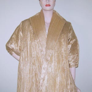 Vintage 50s Ceil Chapman Coat Haute Couture Gold Lurex Tree Bark Taffeta Trapeze Opera Coat Rare Grace Kelly image 7