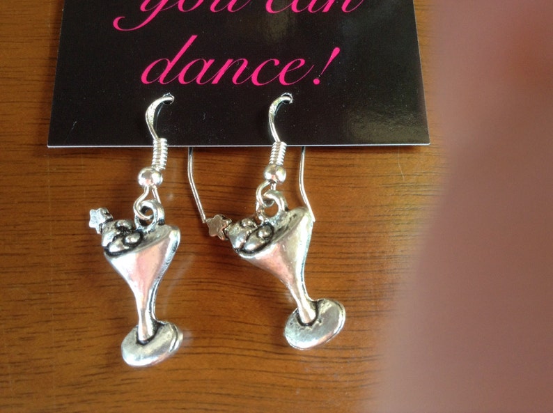 Silver martini glass earrings with olives buy 3 get 1 free image 1