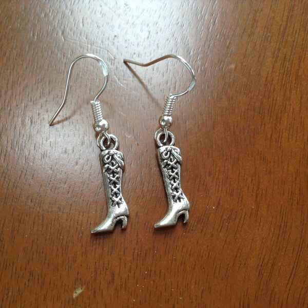 Silver boot earrings