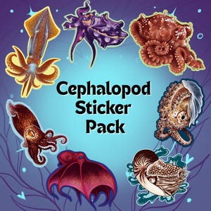 Cephalopod Octopus Squid Cuttlefish Nautilus Sticker Pack