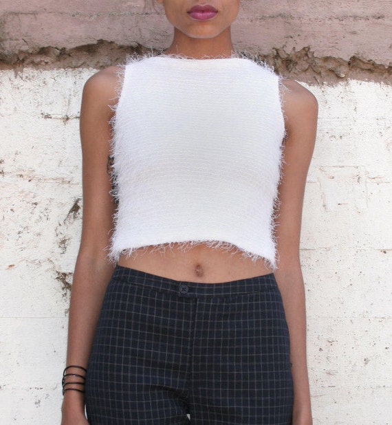 white fringe crop top