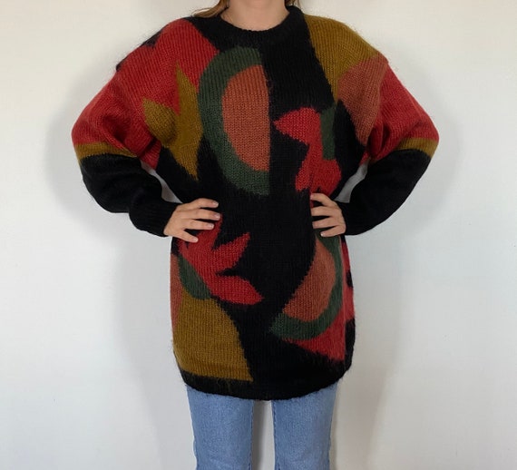 Long sweater pixie vintage art mohair mix