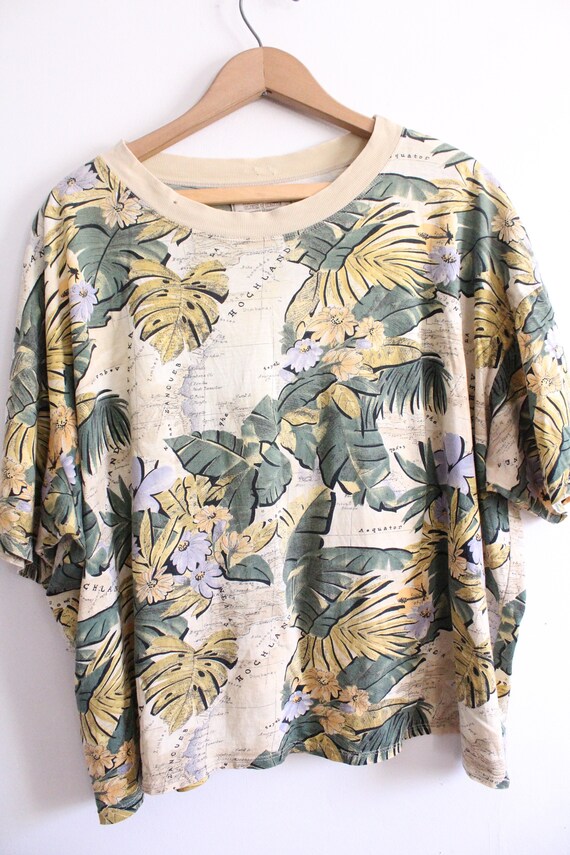 Tropical Map Print Loose Tee