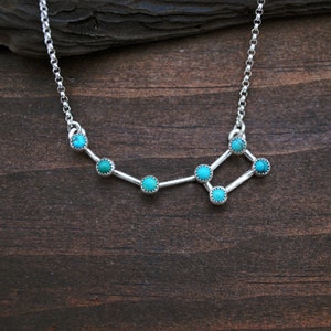 Turquoise Little Dipper Necklace - Ursa Minor Constellation Necklace -  Astronomy Star Celestial Jewelry - Turquoise & Sterling Silver