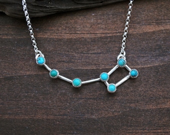 Turquoise Little Dipper Necklace - Ursa Minor Constellation Necklace -  Astronomy Star Celestial Jewelry - Turquoise & Sterling Silver