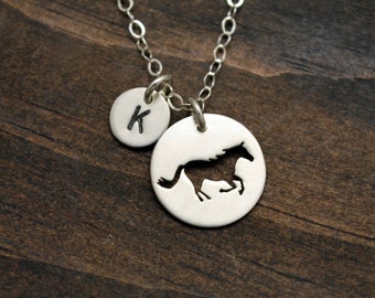 Tiny Running Horse Charm Necklace  - Small Sterling Silver Pendant - Personalized Horse Lover Gift - Equestrian Jewelry